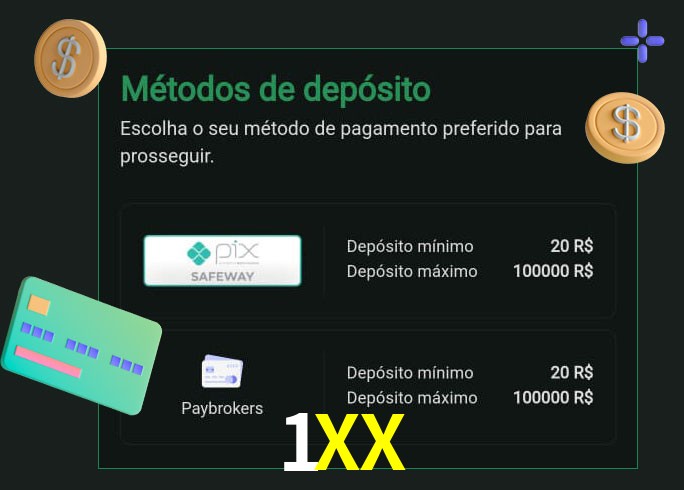 O cassino 1XX oferece uma grande variedade de métodos de pagamento